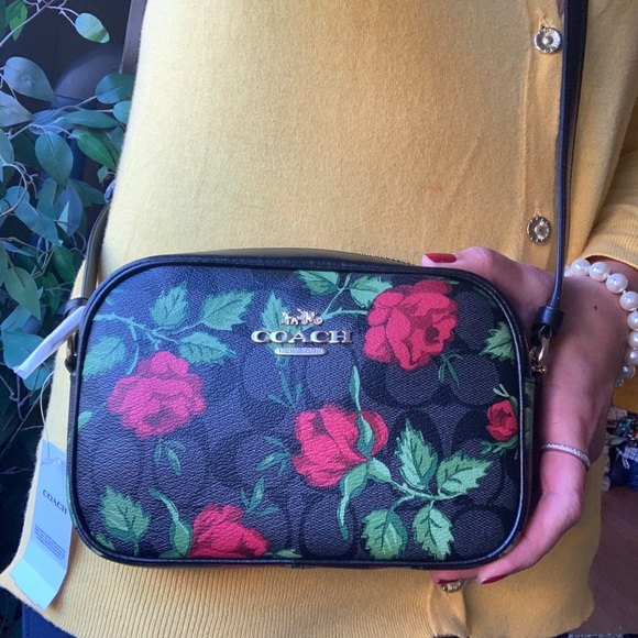 Authentic COACH Limited edition Snowwhite Leather/floral coated zip top Crosby - Picture 3 of 10